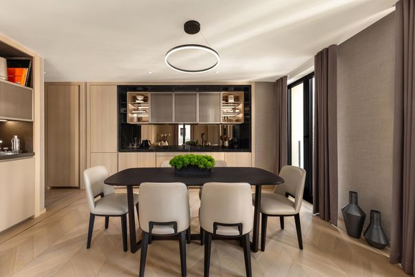 Dining room, Interior, Wood Texture Flooring