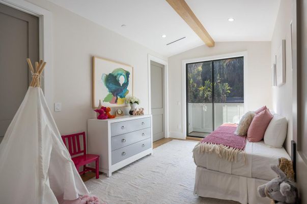Bedroom, Interior, Recessed Lighting, Wooden Beams