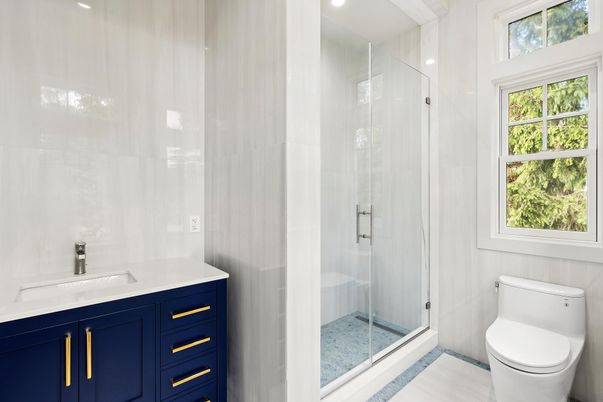 Bathroom, Glass Shower, Interior, Recessed Lighting