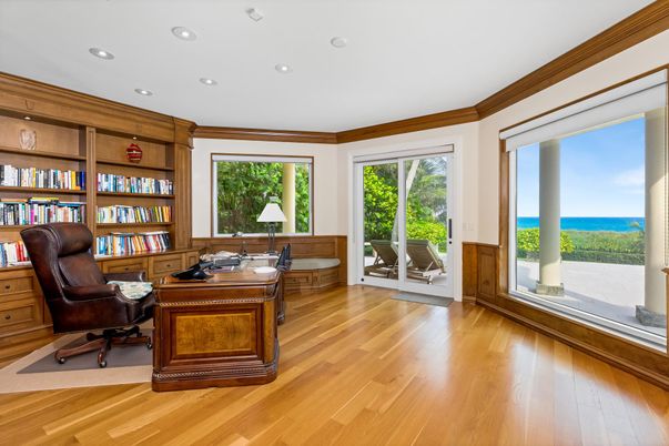 Home Office, Interior, Recessed Lighting, Water, Wood Texture Flooring