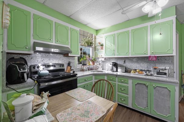 Interior, Kitchen, Stainless Steel Appliances, Wood Texture Flooring