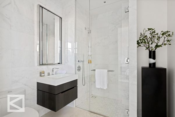 Bathroom, Glass Shower, Interior, Marble Walls