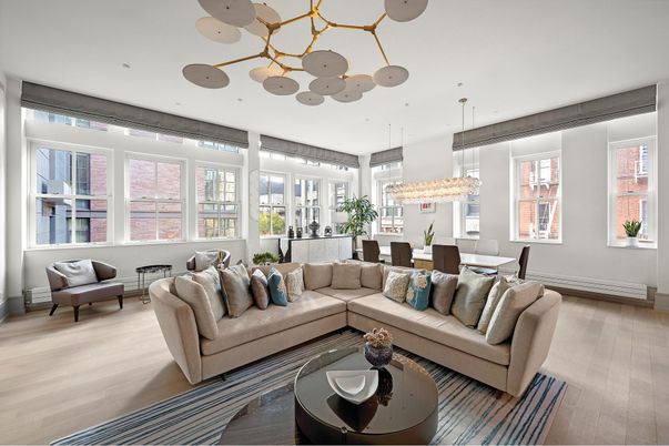 Dining room, Interior, Living room, Pendant Lights, Wood Texture Flooring