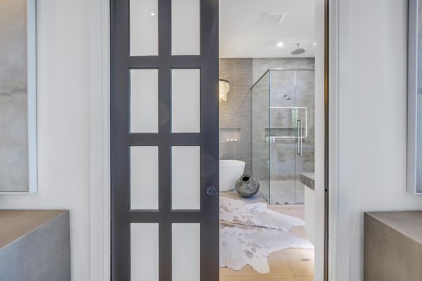 Bathroom, Glass Shower, Interior, Recessed Lighting