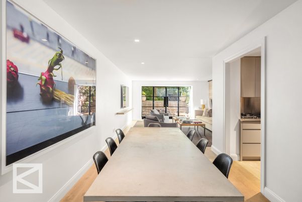 Dining room, Interior, Living room, Recessed Lighting, Wood Texture Flooring