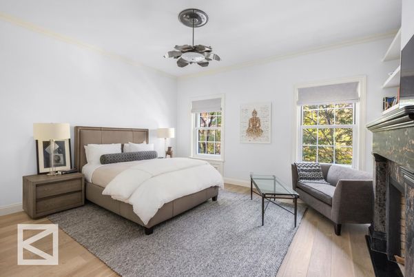 Bedroom, Fireplace, Interior, Wood Texture Flooring