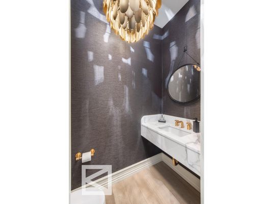 Bathroom, Chandelier, Interior, Wood Texture Flooring