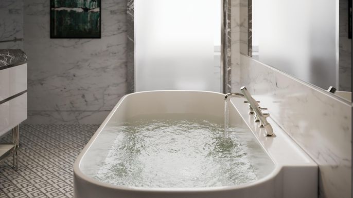 Bathroom, Interior, Marble Walls