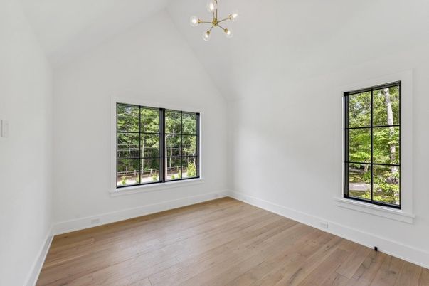 Empty room, Interior, Pendant Lights, Wood Texture Flooring