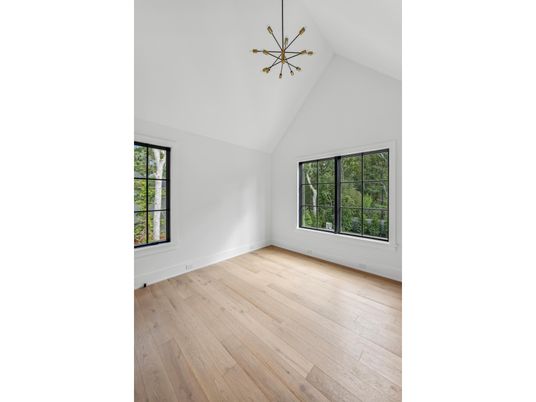 Empty room, Interior, Pendant Lights, Wood Texture Flooring