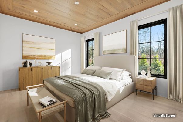 Bedroom, Interior, Recessed Lighting, Wooden Ceilings, Wood Texture Flooring