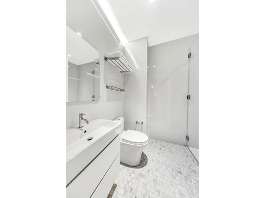 Bathroom, Glass Shower, Interior, Recessed Lighting