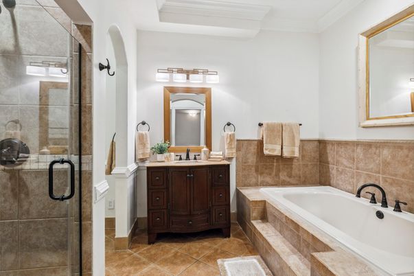 Bathroom, Dual Sink Vanities, Glass Shower, Interior