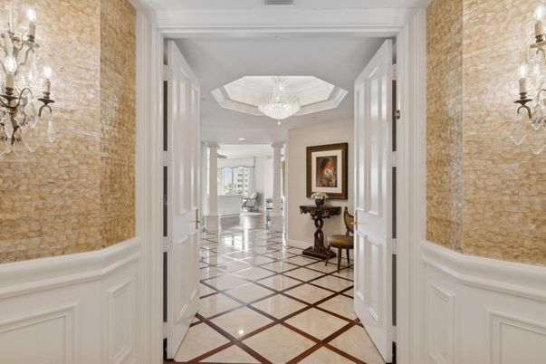 Chandelier, Interior, Recessed Lighting, Stone Walls