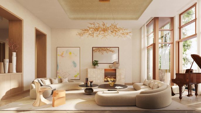 Fireplace, Interior, Living room, Pendant Lights, Piano