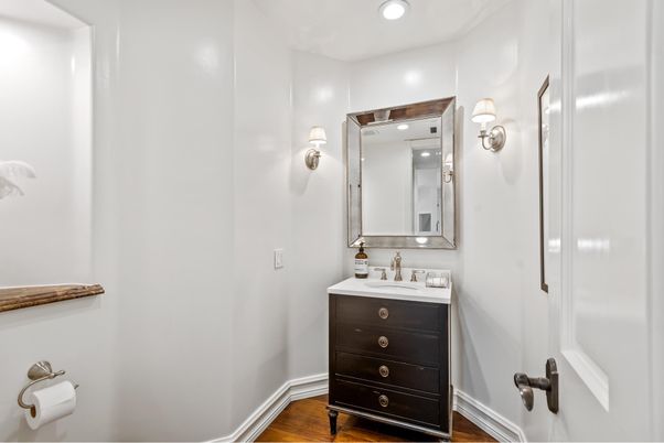Bathroom, Interior, Recessed Lighting, Wood Texture Flooring
