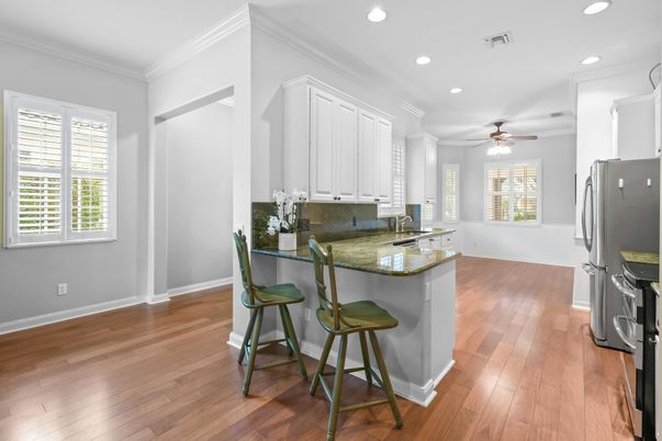 Interior, Kitchen, Recessed Lighting, Wood Texture Flooring