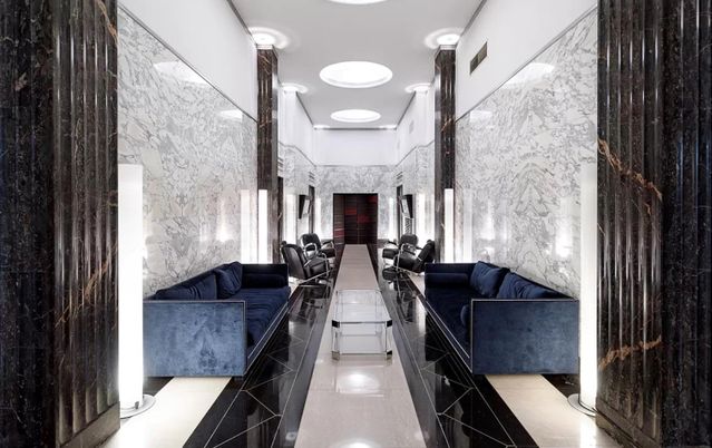 Interior, Living room, Marble Walls, Recessed Lighting