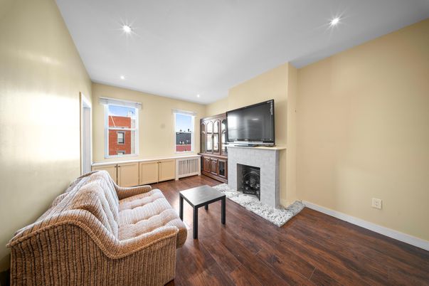 Fireplace, Interior, Recessed Lighting, Wood Texture Flooring