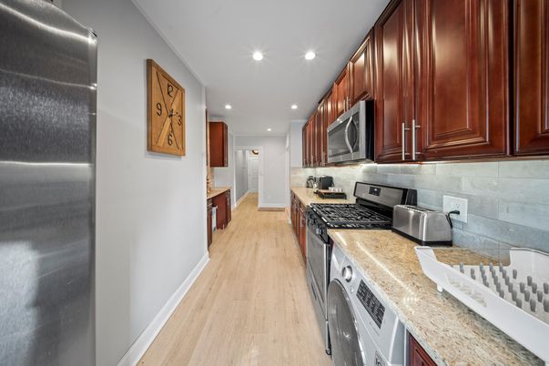 Interior, Kitchen, Recessed Lighting, Wood Texture Flooring