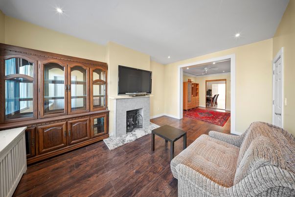 Fireplace, Interior, Recessed Lighting, Wood Texture Flooring