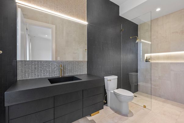 Bathroom, Glass Shower, Interior, Recessed Lighting