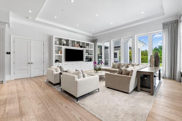Interior, Living room, Recessed Lighting, Wood Texture Flooring