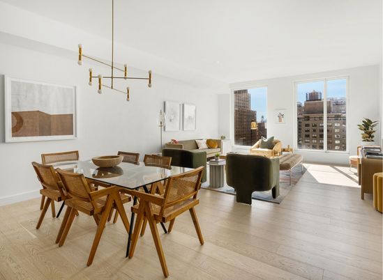 Dining room, Interior, Living room, Pendant Lights, Wood Texture Flooring