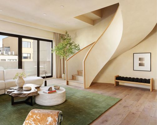 Interior, Living room, Recessed Lighting, Wood Texture Flooring