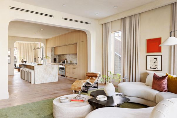 Interior, Kitchen, Living room, Pendant Lights, Recessed Lighting, Stainless Steel Appliances, Wood Texture Flooring