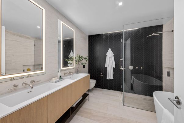 Bathroom, Dual Sink Vanities, Free Standing Baths, Glass Shower, Interior, Recessed Lighting