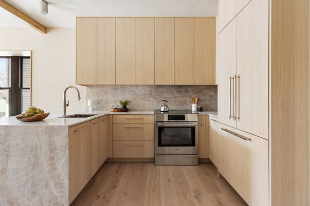 Interior, Kitchen, Stainless Steel Appliances, Wooden Beams, Wood Texture Flooring