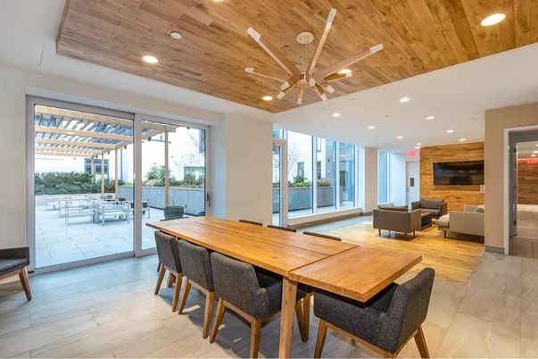 Dining room, Interior, Living room, Recessed Lighting, Wooden Ceilings, Wood Texture Flooring
