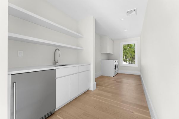 Interior, Kitchen, Recessed Lighting, Wood Texture Flooring