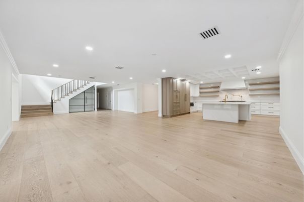 Interior, Kitchen, Recessed Lighting, Wood Texture Flooring