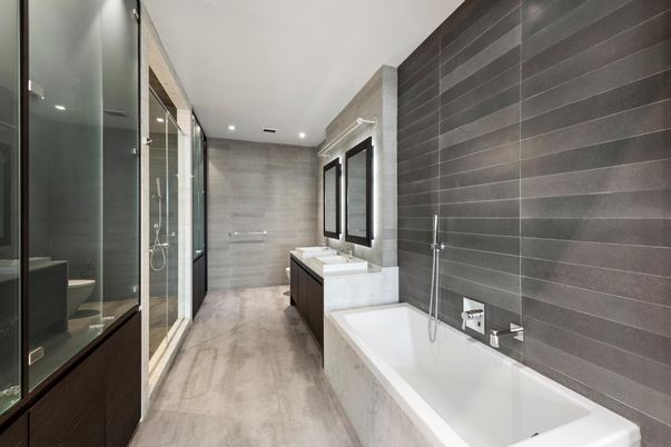 Bathroom, Dual Sink Vanities, Glass Shower, Interior, Recessed Lighting