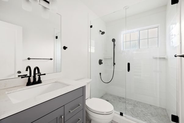 Bathroom, Glass Shower, Interior, Marble