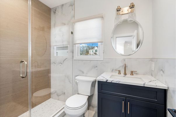 Bathroom, Glass Shower, Interior, Marble Walls