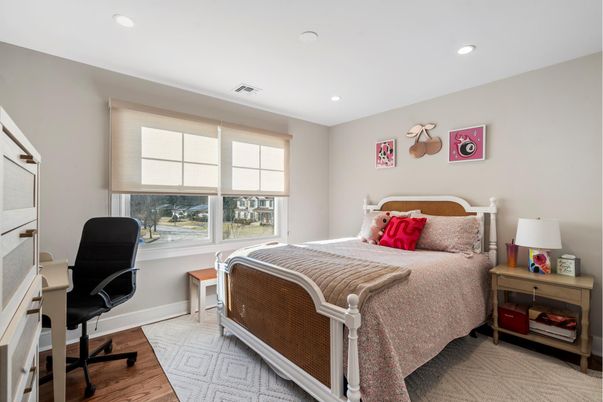 Bedroom, Home Office, Interior, Recessed Lighting, Wood Texture Flooring