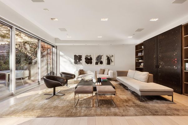 Interior, Living room, Recessed Lighting, Wood Texture Flooring