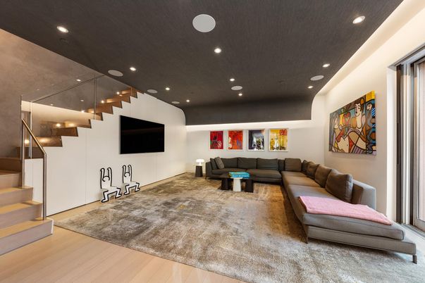 Interior, Living room, Recessed Lighting, Wood Texture Flooring