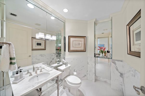 Bathroom, Interior, Marble, Recessed Lighting