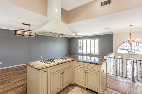 Chandelier, Interior, Kitchen, Pendant Lights, Wood Texture Flooring