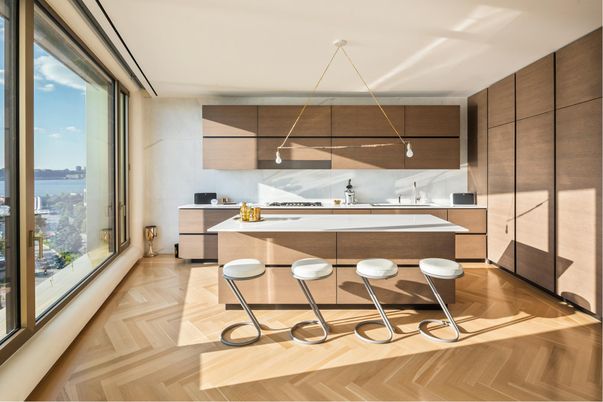 Interior, Kitchen, Pendant Lights, Wood Texture Flooring