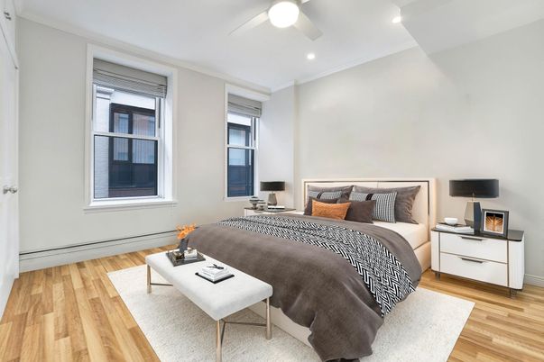 Bedroom, Home Office, Interior, Recessed Lighting, Wood Texture Flooring