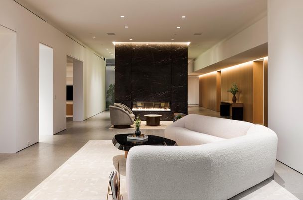 Fireplace, Interior, Living room, Recessed Lighting