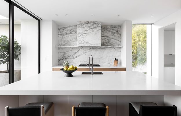 Interior, Kitchen, Marble Walls, Recessed Lighting