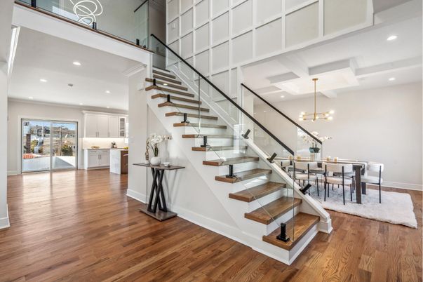 Chandelier, Dining room, Interior, Pendant Lights, Recessed Lighting, Wood Texture Flooring