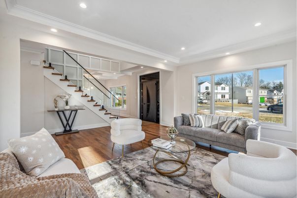 Interior, Living room, Recessed Lighting, Wood Texture Flooring