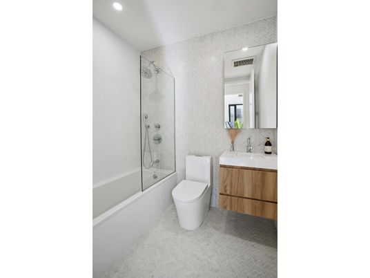 Bathroom, Glass Shower, Interior, Recessed Lighting